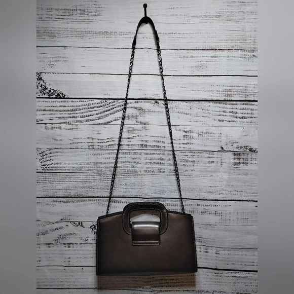 Silver Evening Bag with Crossbody Modern Party Evening Prom - Picture 4 of 4